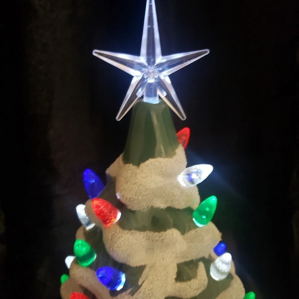 Light Up Ceramic Christmas Tree‎ Tabletop Decor Multi Color Lights 13